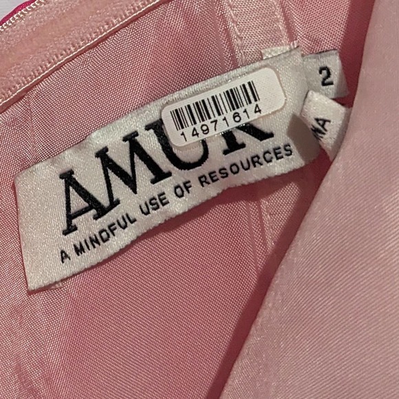 AMUR Cleopatra Pleated One Shoulder Ruffle Maxi Dress Pink Red Women's Size 2 - Picture 10 of 16